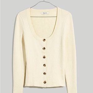 Madewell white button sweater